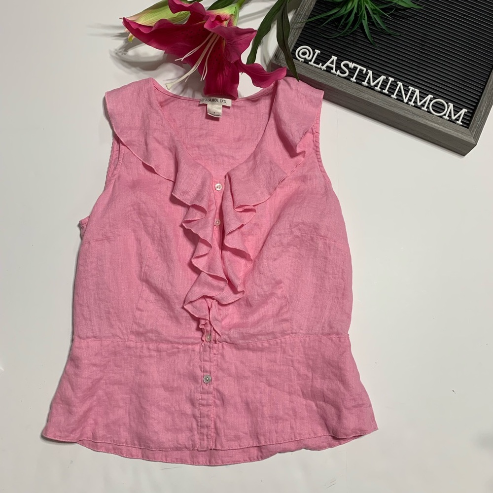 ‼️HAROLDS LINEN Ruffle Tank 2‼️ - Picture 7 of 8
